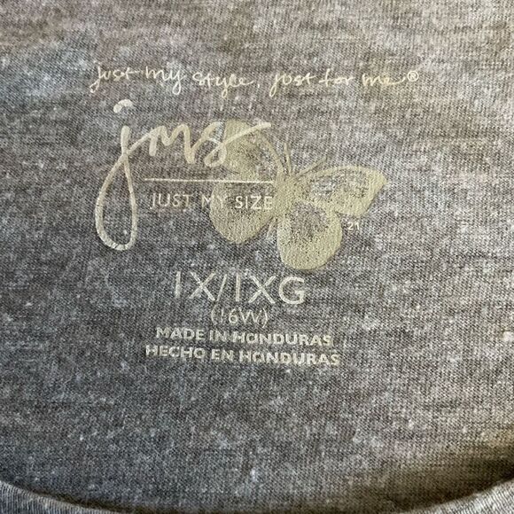 Just My Size Tee Shirt Jolly Holly Days Graphic Wreath Grey Green Red Yellow 1X - Picture 3 of 10